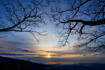 神戸市東灘区渦森台展望公園からの夜明け