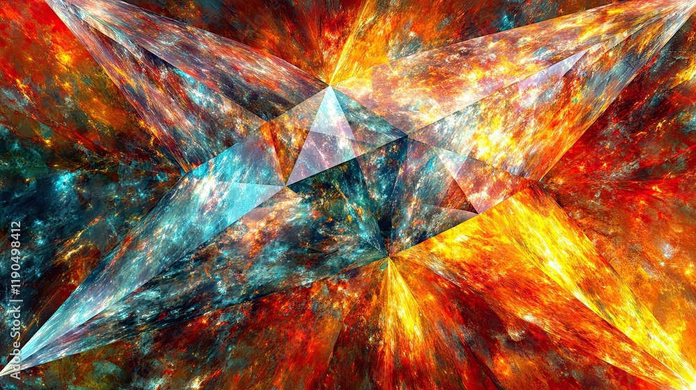 Aufkleber fragmented forms of sublime artistry create an eternal dance of colors and shapes in vibrant chaos