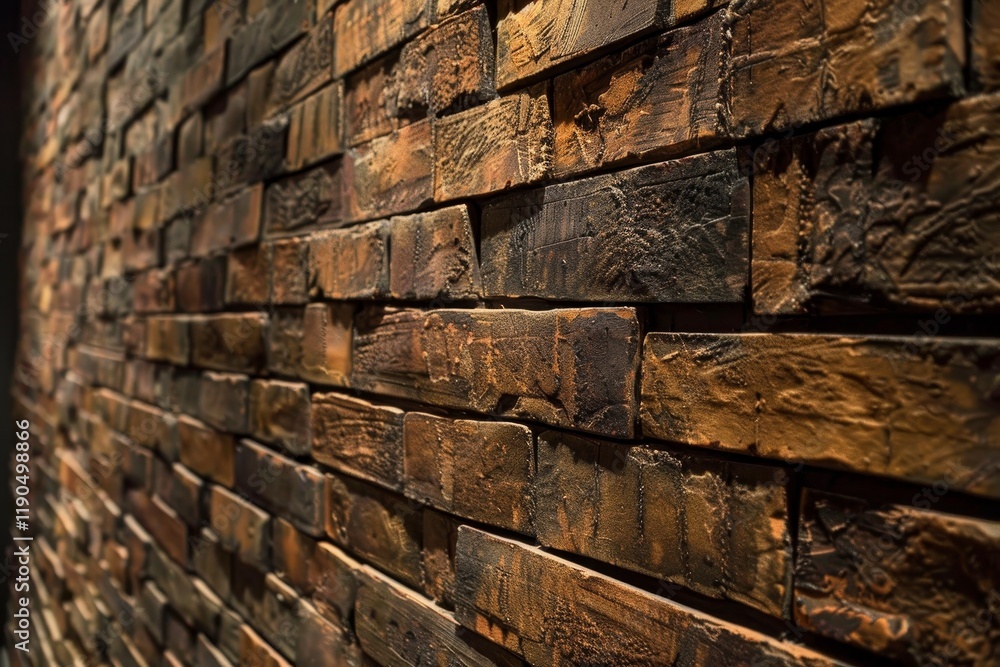 Aufkleber an image showcasing a close-up view of a brick wall with a distinctive, aged and distressed texture,