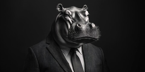 Fototapeta premium Hippo in Suit