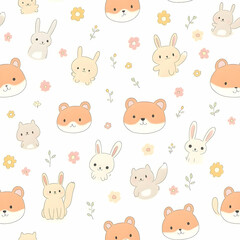 Seamless pattern of cute animal