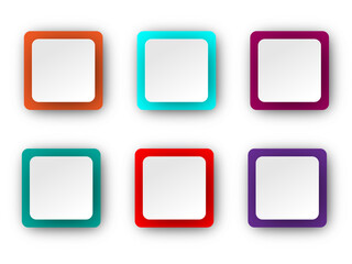 Button set abstract geometric shape design | 3d button with double layer square shape with white backgorund