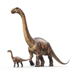 Obraz premium Two Dinosaurs A Large and Small Dinosaur in a Minimalist Setting