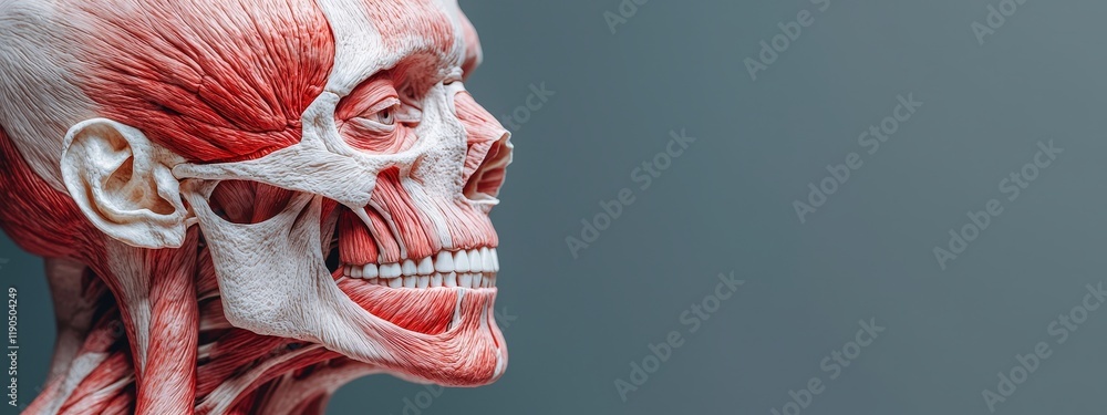 Aufkleber conceptual image of aging muscles depicted through 3d-rendered layers.