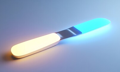 Glowing futuristic knife with two-toned illumination.