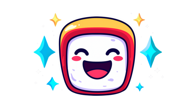 Cheerful Cartoon Toast with Sparkles and Happy Expression