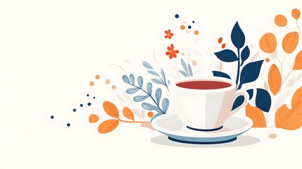 Fototapeta premium A Cup of Tea Amongst Floral Designs