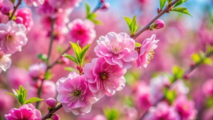 Obraz premium Almond Triloba Bush: Delicate Pink Flowers in High Definition