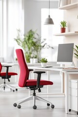 Ergonomic workspace products with posture-improvement claims displayed.