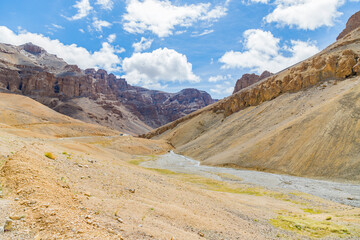 View of beautiful himalayan mountains at pang, passing through the keylong-leh road, ladakh, India.