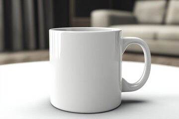 Fototapeta premium a plain white mug for mockup living room background