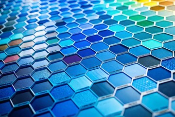 Naklejka premium Blue Color Palette Guide: HEX Codes for Paint, Web UI & Design - Stock Photo