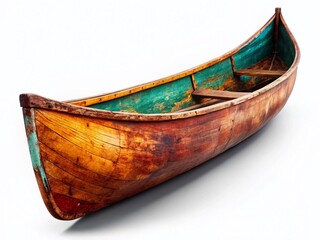 Ancient Handcrafted Wooden Canoe Silhouette - Rustic Weathered Boat Stock Photo