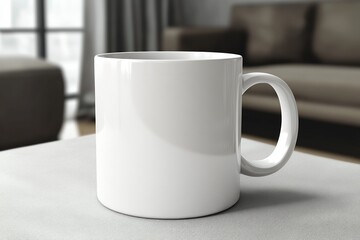 Obraz premium a plain white mug for mockup living room background
