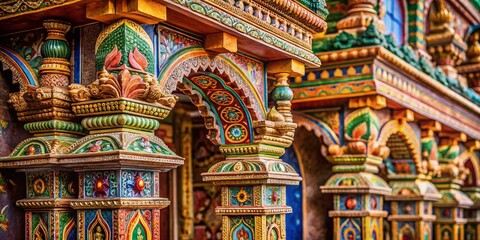 Obraz premium Ancient Indian Art: Intricate Design, Left Composition, Copy Space