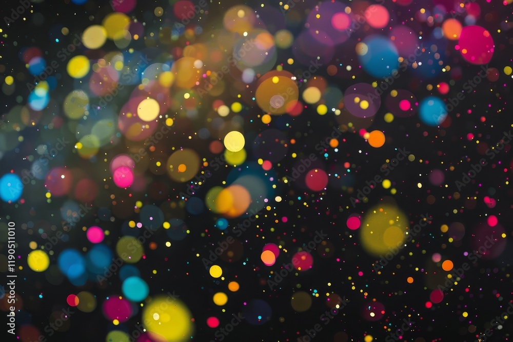 Aufkleber a photo of colorful bokeh lights scattered against a dark background, generate a sense of disarray w