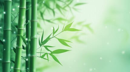 Fototapeta premium Peaceful Elegance Fresh Bamboo Leaves with Dreamy Background