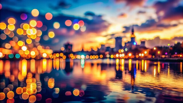 Bokeh Lights Abstract Background, Soft Focus, Blurred Cityscape at Night, Appeau Inspired
