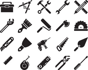 Hardware tools icons set