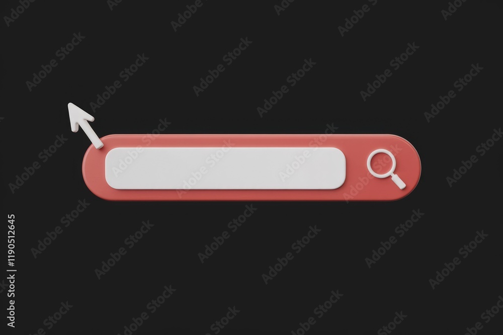 Poster 3D render of a search bar with a cursor indicating input, ready for a search query.