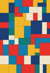 Abstract Geometric Composition of Colorful Squares