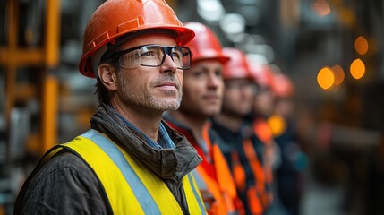 Photograph of industrial workers collaborating at a construction site
