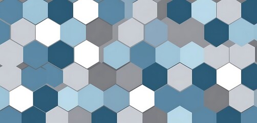 Abstract Hexagon Pattern In Shades Of Blue Gray And White