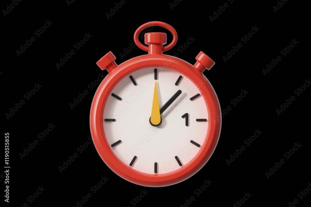 Poster a red stopwatch shows one minute, isolated on a transparent background. time management concept.