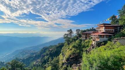 Fototapeta premium Breathtaking Mountain View with Monastery