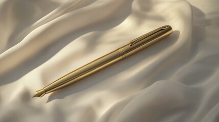 Golden pen on white sheet