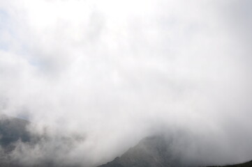 Foggy and cloudy view at the Bozdaglar mountain. Salihli, Manisa, Turkey.
