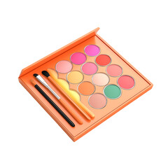 Naklejka premium Peachy eyeshadow palette with brushes a delightful makeup kit for a fun look