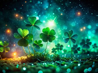 Clean St. Patrick's Day Background: Night Photography with Shamrocks