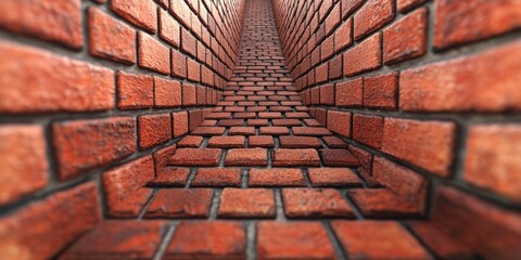 wall of red bricks symmetrical 3d