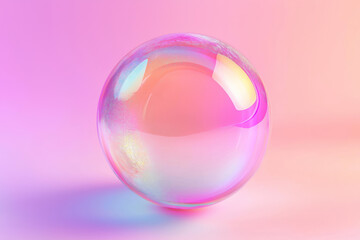iridescent bubble on pastel gradient background with soft reflections