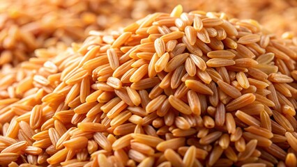 Close-up of a Heap of Raw Brown Rice Grains - Organic Food Texture