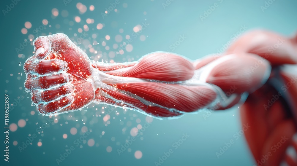 Poster side view of muscle health improvements visualized through digital markers.
