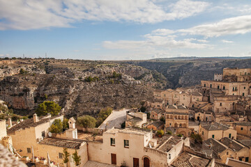 A view of the historical world heritage city of Matera, Puglia, Italy, la citt&agrave; dei sassi