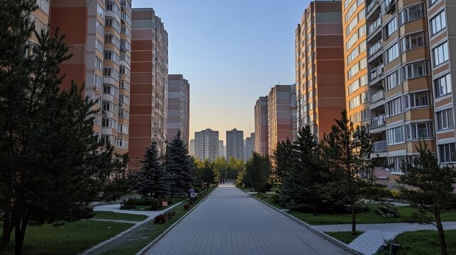 Urban Apartment Complex at Dawn