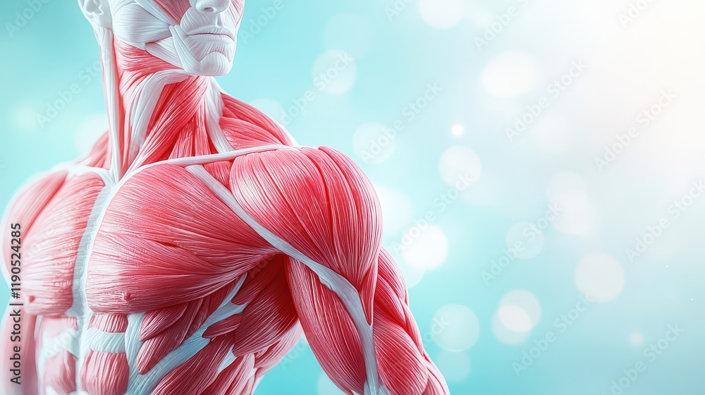 Poster stages of muscle recovery highlighted in a medical 3d rendering on a clean backdrop.