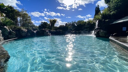 Fototapeta premium Serene Pool Oasis with Waterfalls