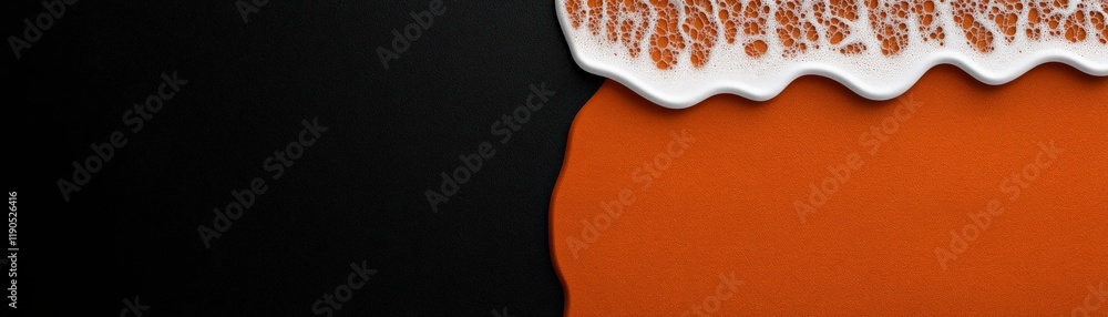 Poster Abstract Orange and White Flow: A dynamic abstract image showcasing the interplay of orange and white paint, creating a visually striking contrast and texture.