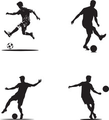 Silhouette set of football players icon logo vector illustration with white background