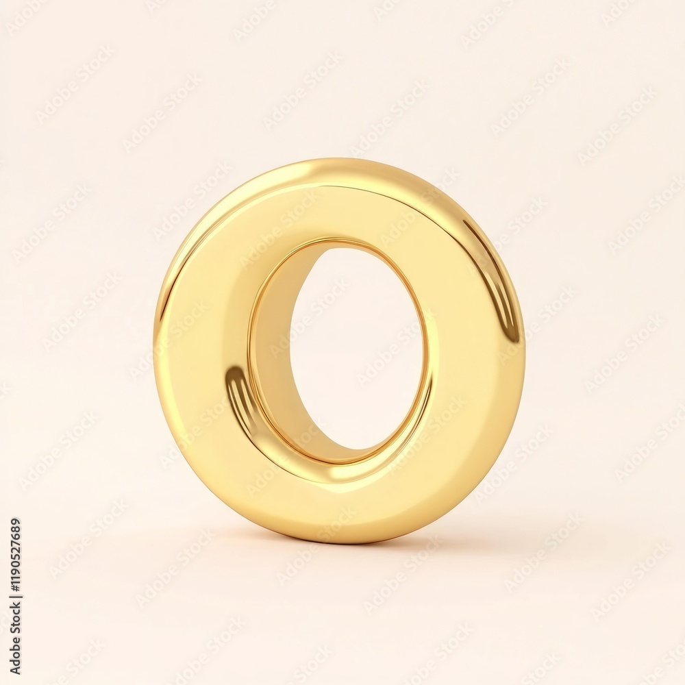 Poster golden circular object with a hollow center against a light background.