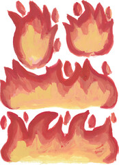 flame fire hot burning hand drawn watercolour illustration