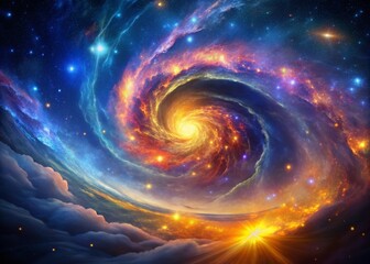 Fototapeta premium Cosmic Energy Vortex: Vibrant Nebula Swirl of Light and Color