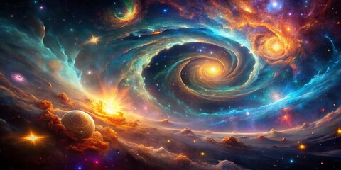Cosmic Souls Dance: Celestial Nebulae and Starry Swirl
