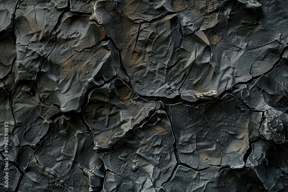 Poster a close-up shot of a dark, cracked, and bumpy surface with an uneven texture, rough and bumpy skin w
