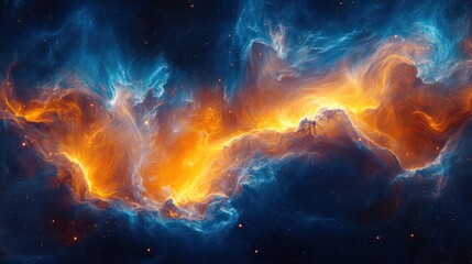 Fototapeta premium Cosmic Nebula: A Fiery Dance of Celestial Colors