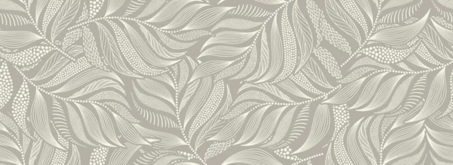 Abstract floral background with leaf seamless pattern with dotted flat style.